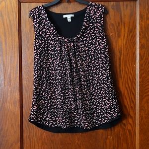 Pink and black sleeveless blouse top, size medium, Dana Buchman
